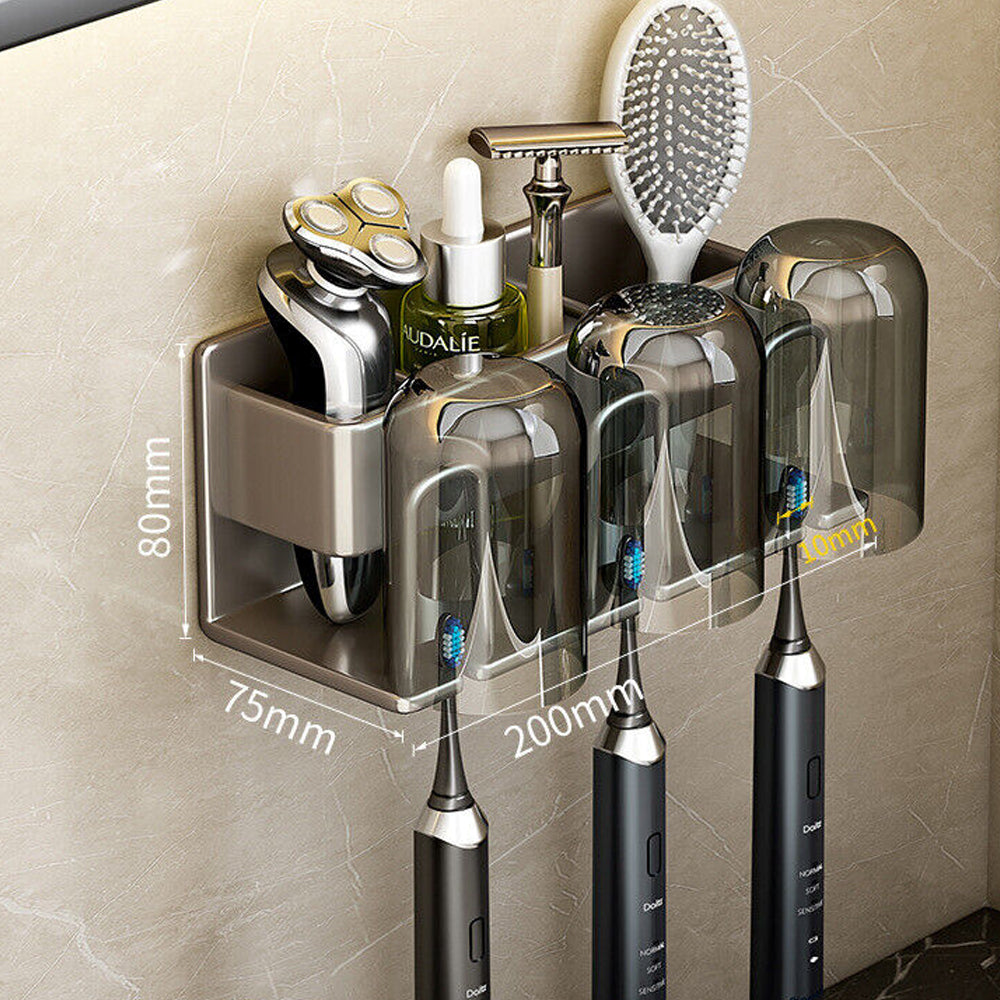 Space Metal Toothbrush Holder Wall Mounted Toothpaste Bathroom Rack with Cups