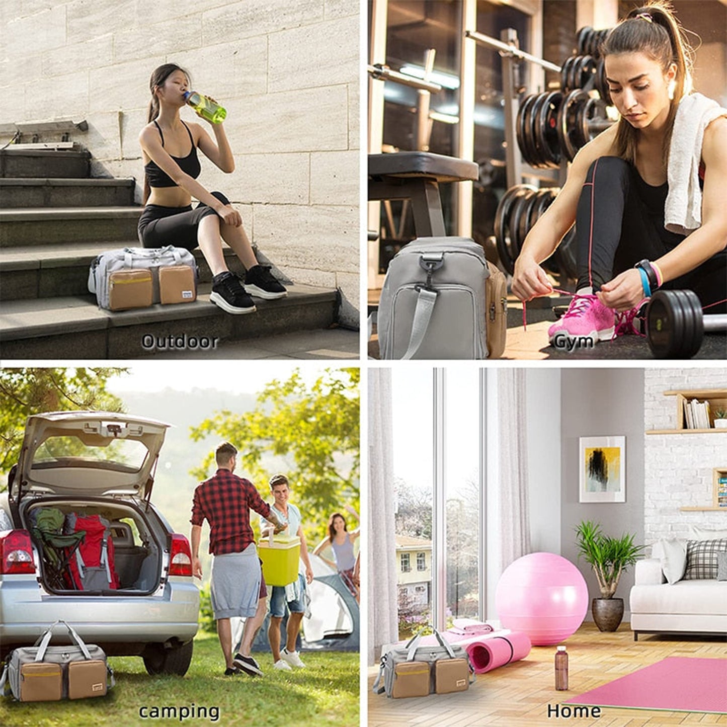 Sports Fitness Gym Bag with Shoes Compartment Duffle Bags