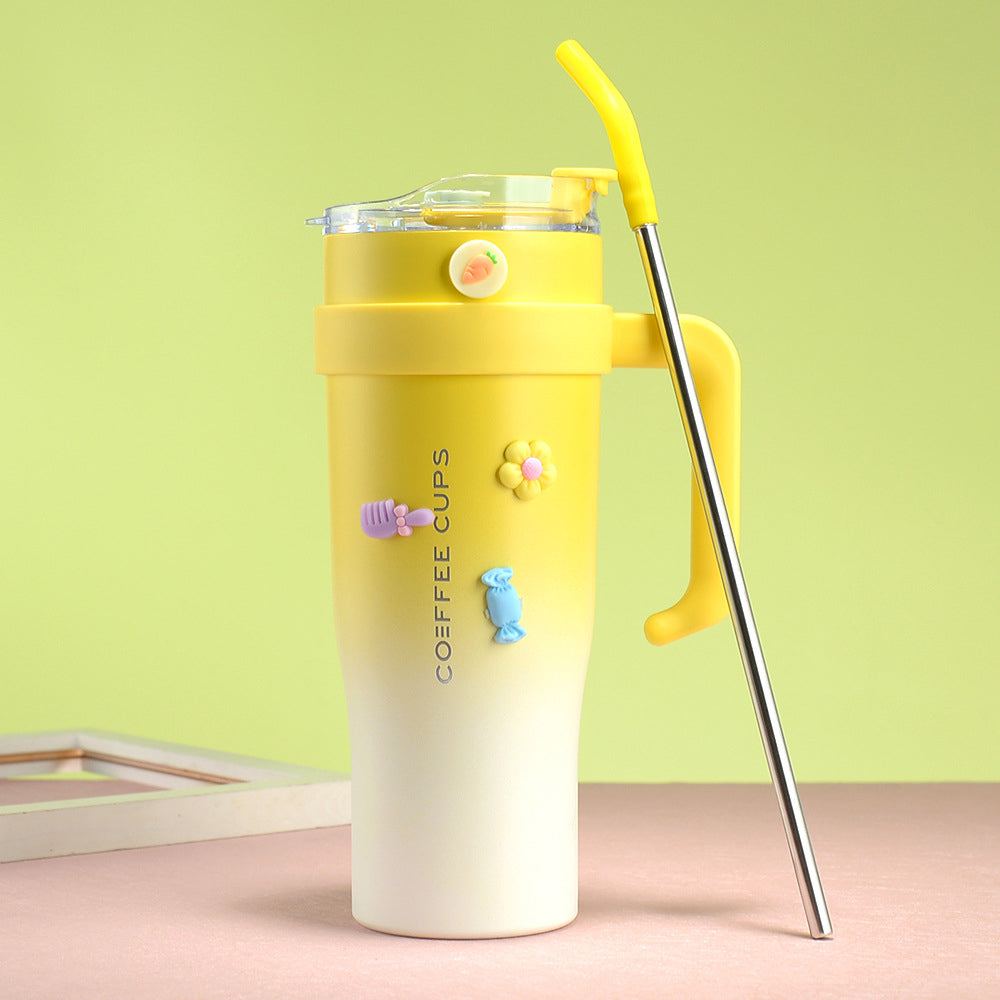 40oz Insulated Stainless Steel Tumbler with Handle and Straw