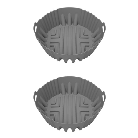 2Pcs Silicone Round Baking Tray Pot with Handle for Air Fryer
