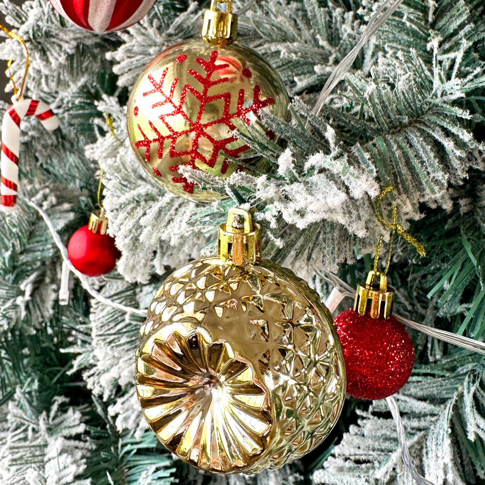 Christmas Ball Ornaments Christmas Tree Decoration-Red and Gold