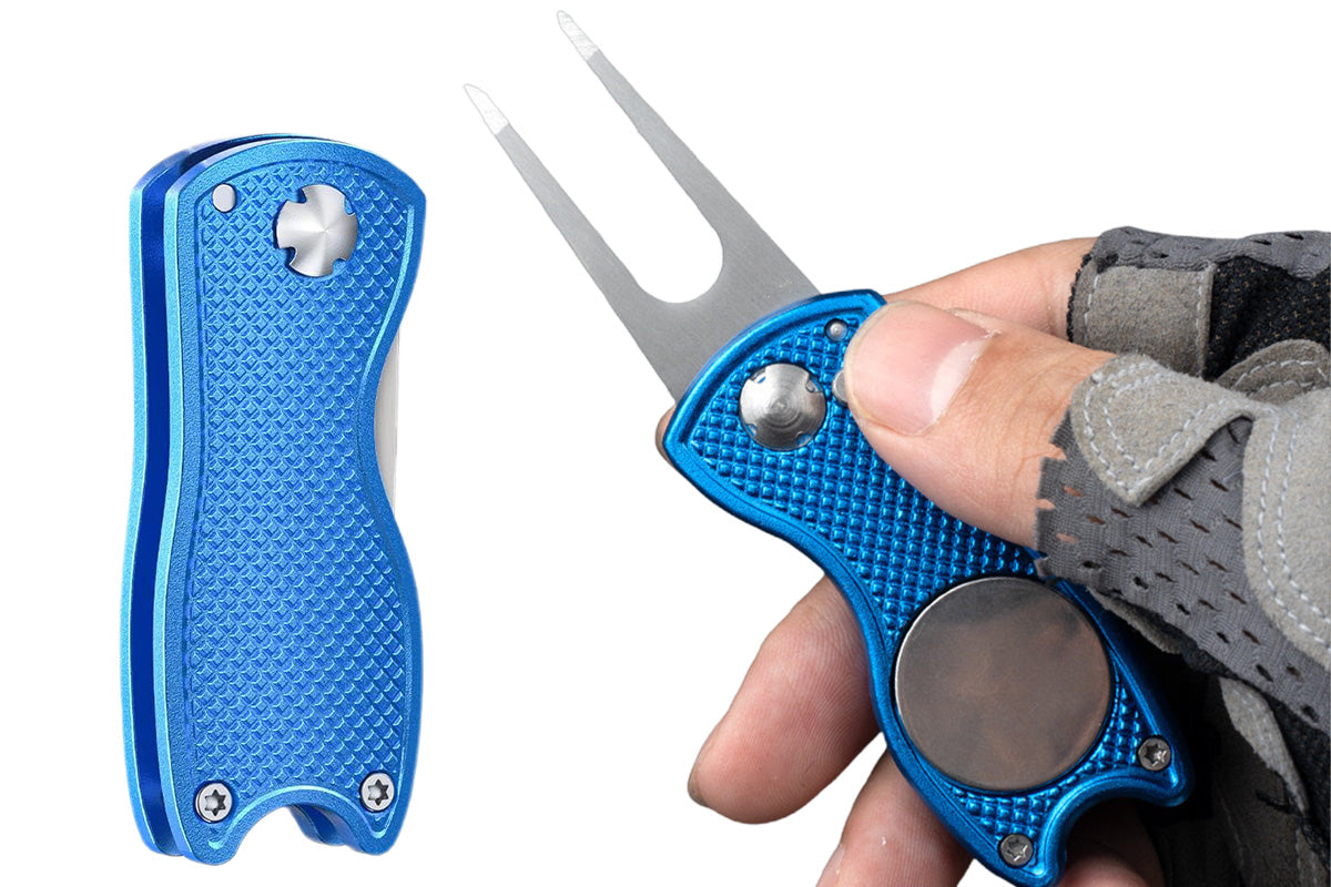 2PCS Golf Divot Repair Tool Putt Alignment Ball Marker Pop-up Fork Tine