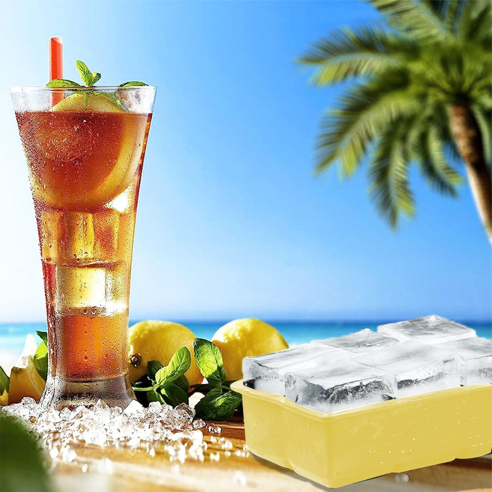 2Pcs 6-Grid Silicone Ice Cube Tray Large Square Ice Cube Mold