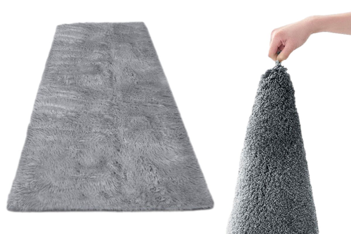 Non Slip Shaggy Bath Mat Ultra Soft Thick Fluffy Pile Non Slip Bath Rug-Grey