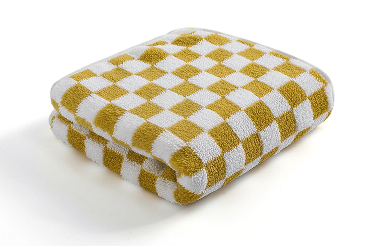 4 Piece Checkered Coral Fleece Towel Set Bath Face Towels