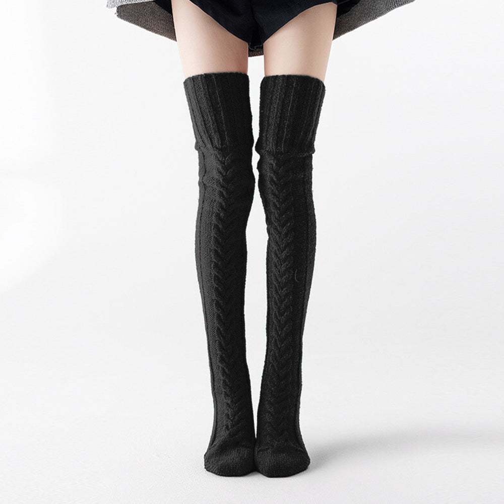 Womens Knitted Over Knee Socks for Fall and Winter Thick and Warm Long Stockings