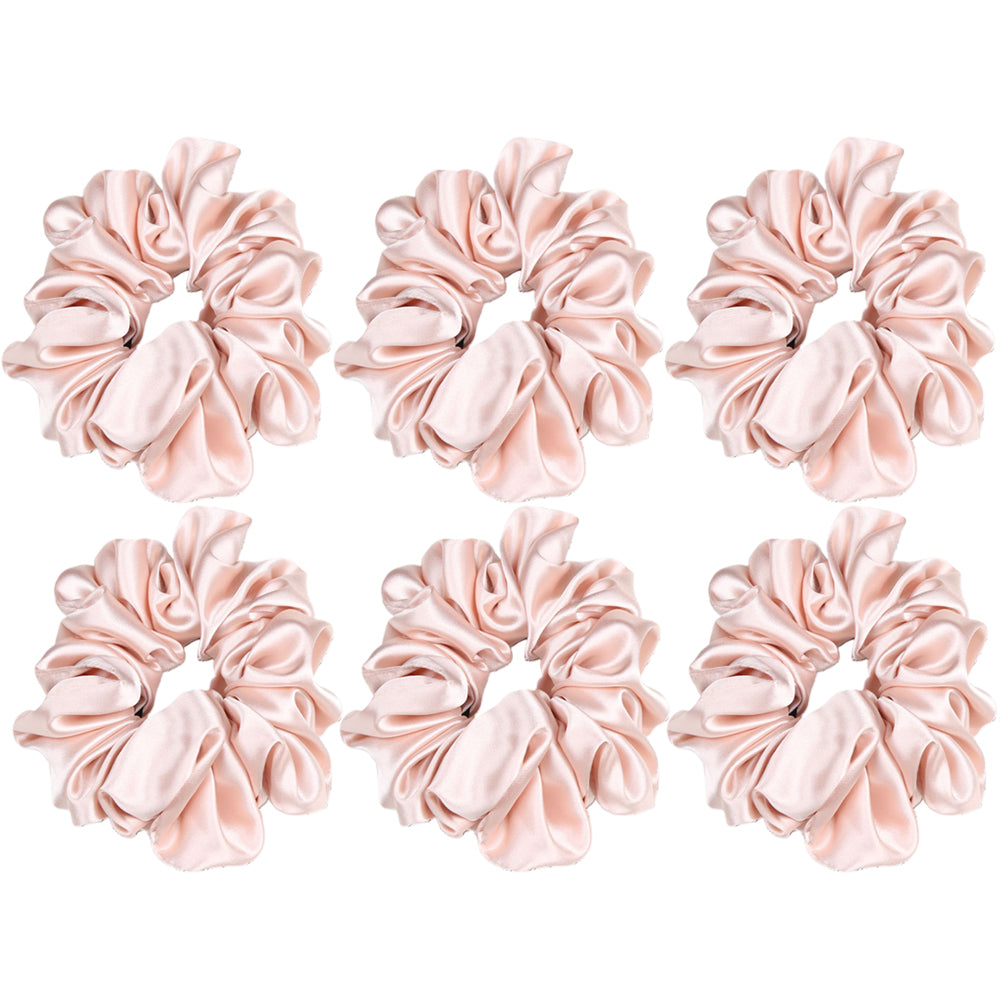 6Pcs Satin Scrunchies for Women Large Hair Scrunchy Thick Elastic Hair Ties Hair Bands Ponytail Holders