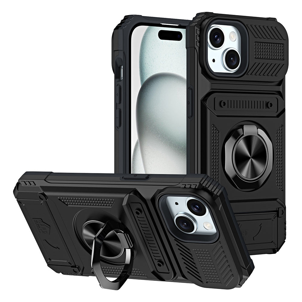 Wallet Card Slot Shockproof Protective Case for iPhone 17 and 18 Series-Black
