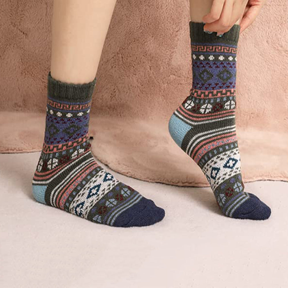 5 Pack Winter Warm Knit Socks Thick Soft Multicolor Free Size for Men and Women