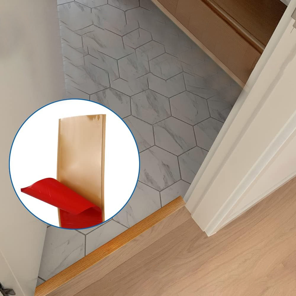 2Pcs 1M Length Self Adhesive Floor Transition Strip Elegant Wood Grain Design