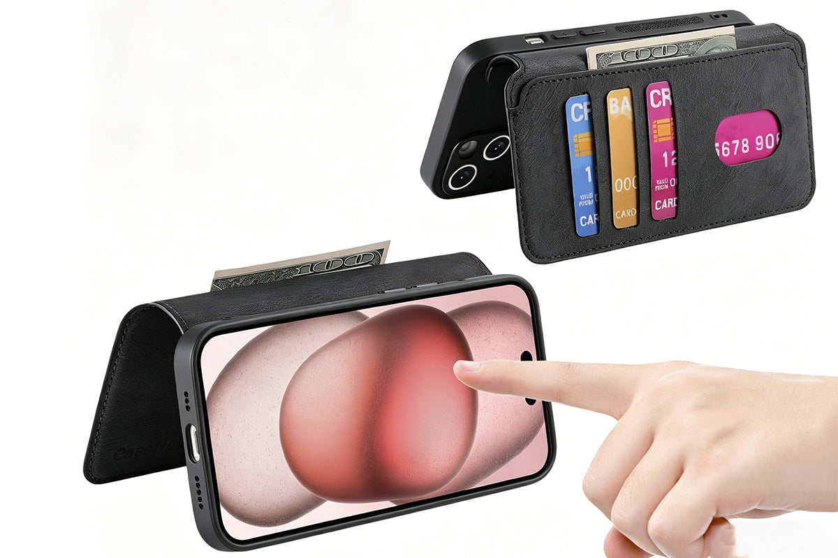Magnetic Wallet Case for iPhone 17Series RFID Blocking Card Holder Phone Stand