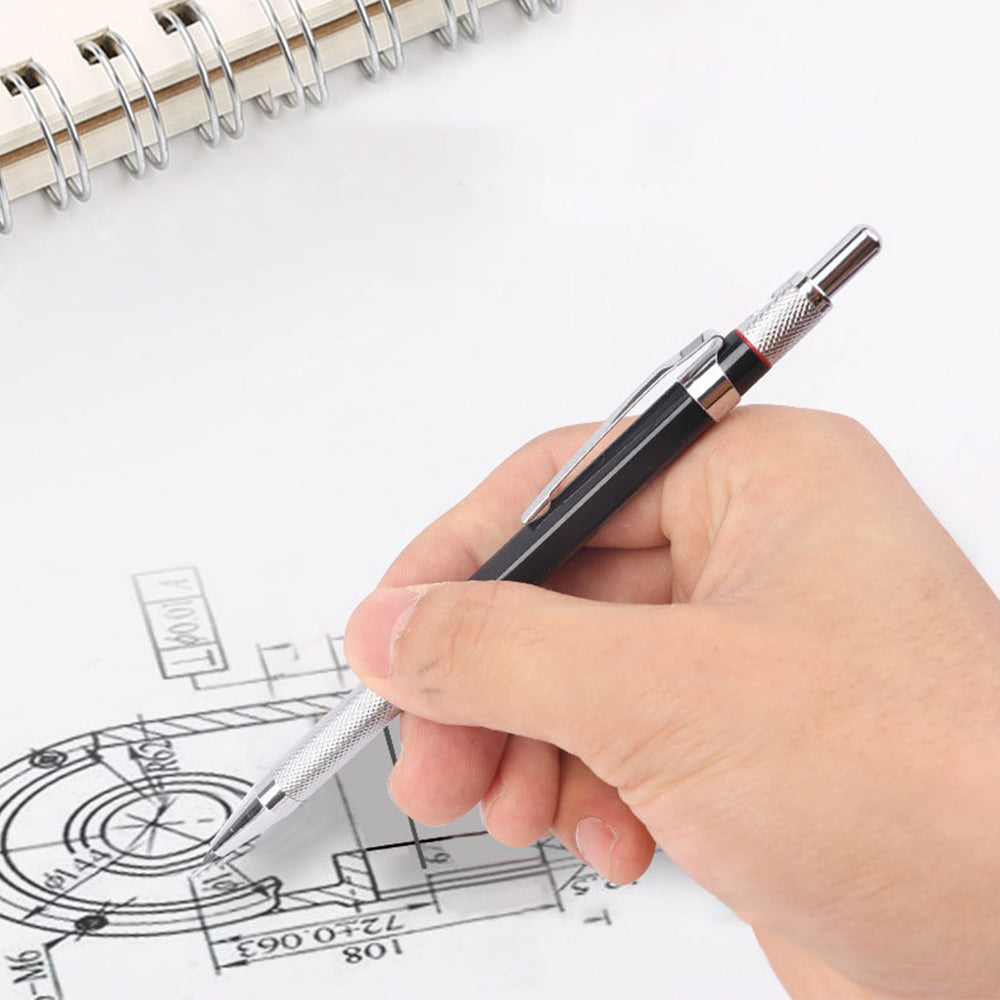 2mm 2B Lead Holder Pen Automatic Mechanical Drafting Drawing Pencil Art Tool with 12 Refills
