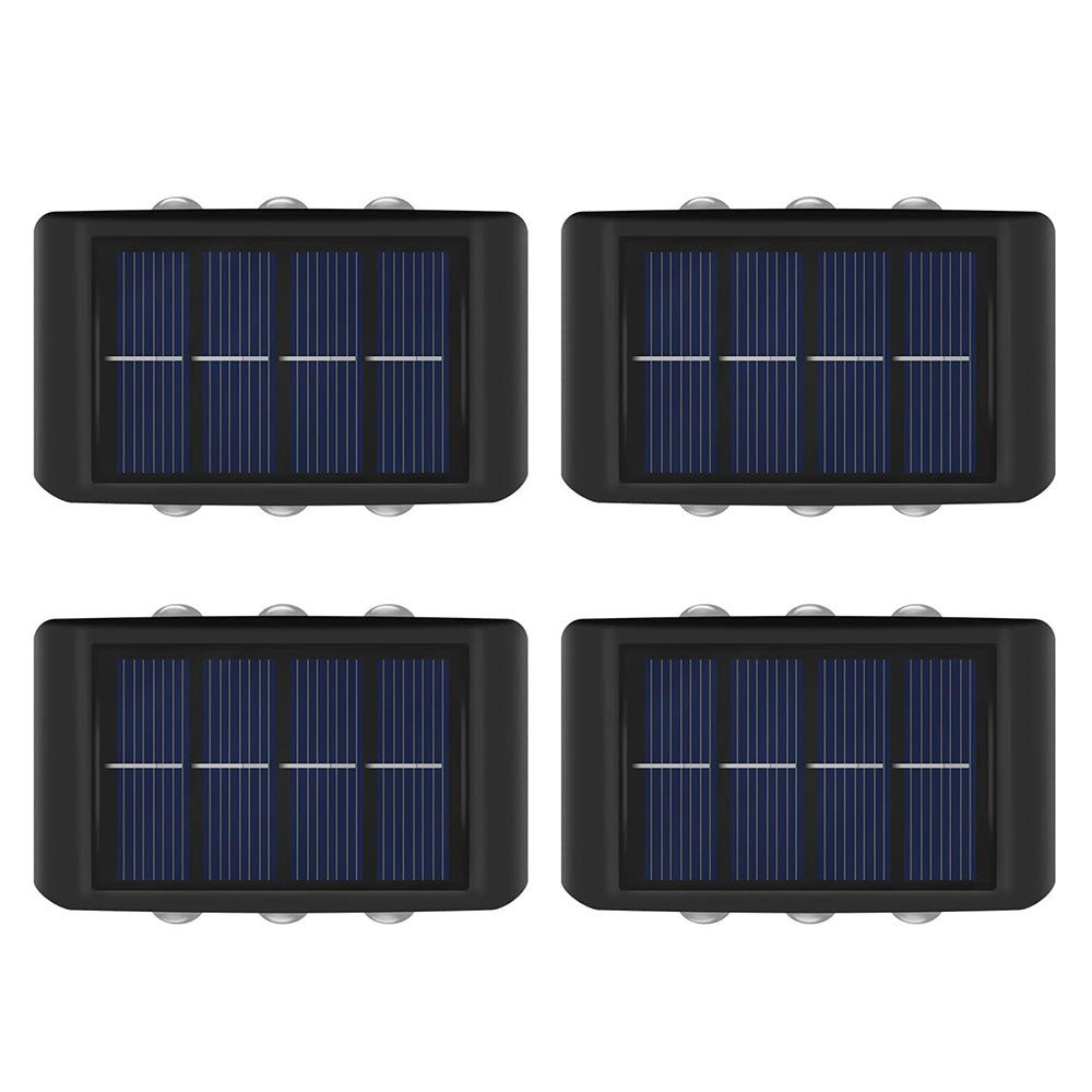 4Pcs Solar Wall Light for Outdoor Fence Waterproof Convex Lens Design