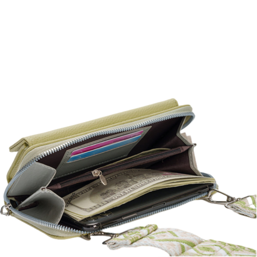 PU Leather Wide Strap Crossbody Bag with Coin Pouch for Women