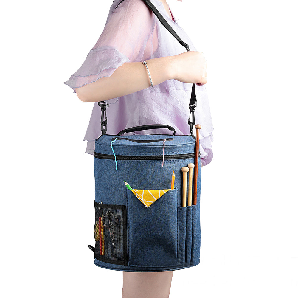 Portable Knitting Crochet Storage Bag with Shoulder Strap