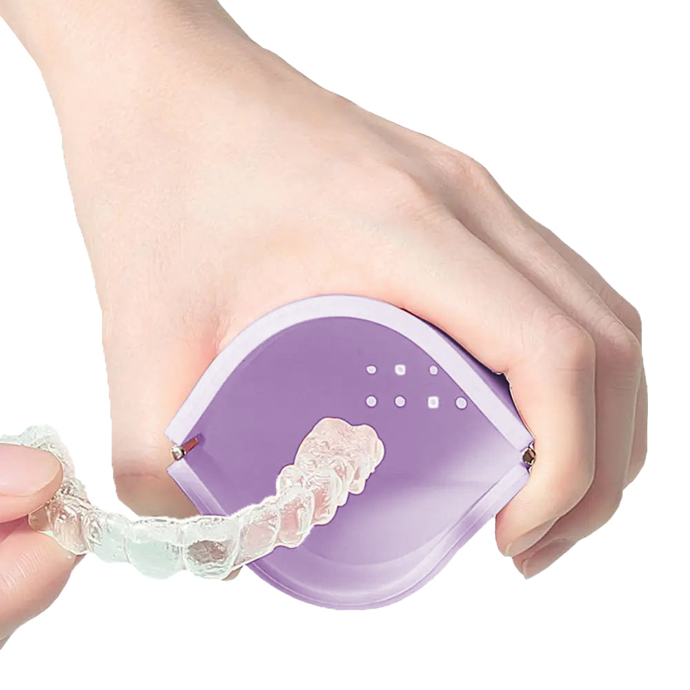 2Pcs 2 in 1 Portable Silicone Denture Retainer Storage Case