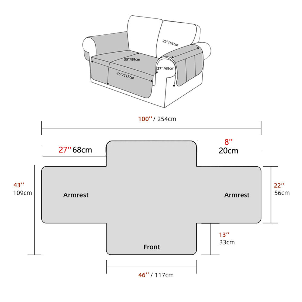 2Pcs Water Resistant Non-Slip Split Recliner Couch Cover Sofa Chair Slipcovers