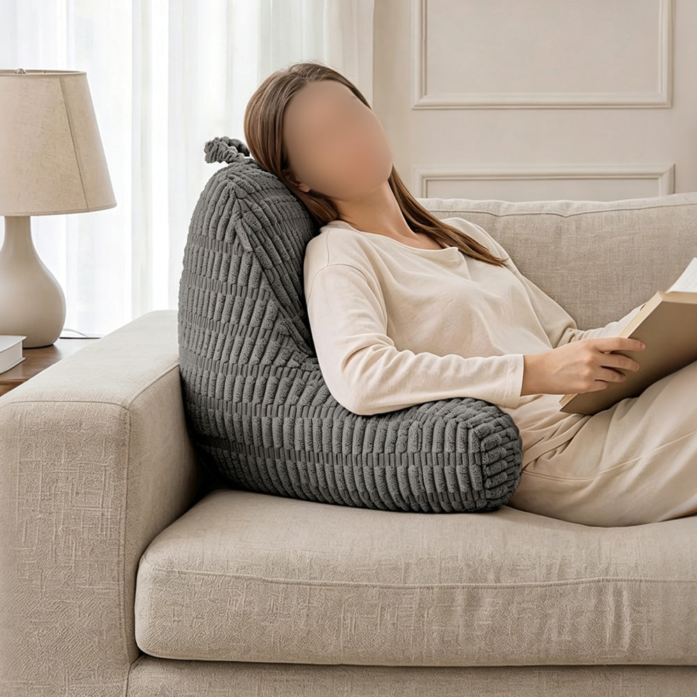 Bedside Backrest Cushion with Armrests Pocket and Washable Cover