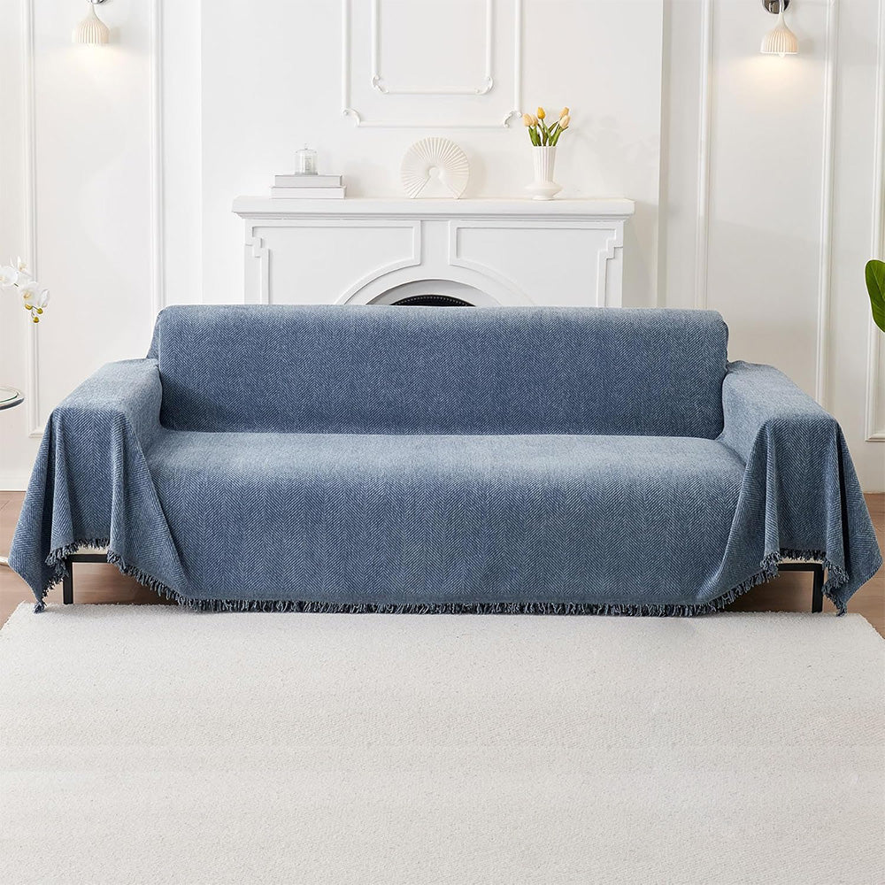 Sofa Throw Rug Cover Large Blanket for Couch Furniture Protector-Blue