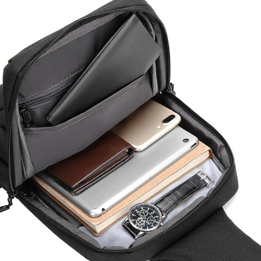 Chest Bag Sling Bag for Men with USB Charging Port