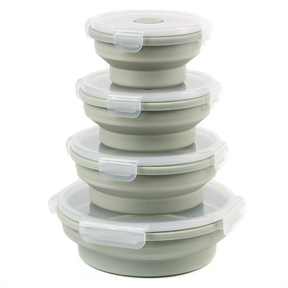 4Pcs Collapsible Food Storage Containers with Lid Microwave Freezer Security