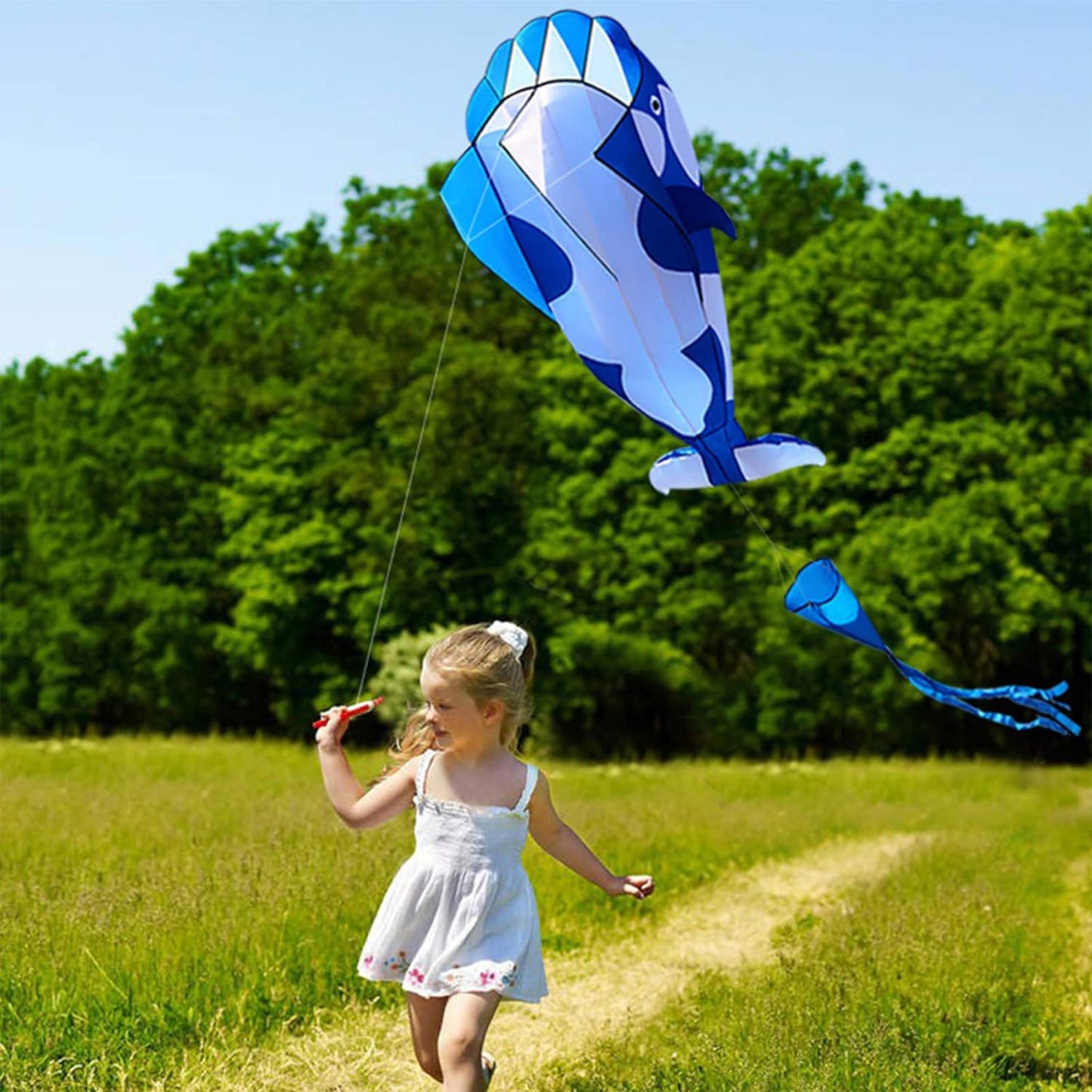 3D Soft Killer Whale Frameless Flying Kite Outdoor Sports Toy