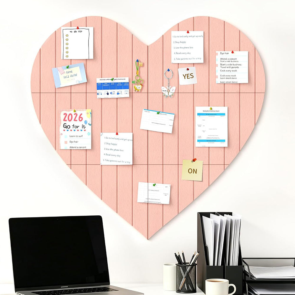 75x74cm Heart Shaped Felt Photo Message Display Board with Adhesive Dots