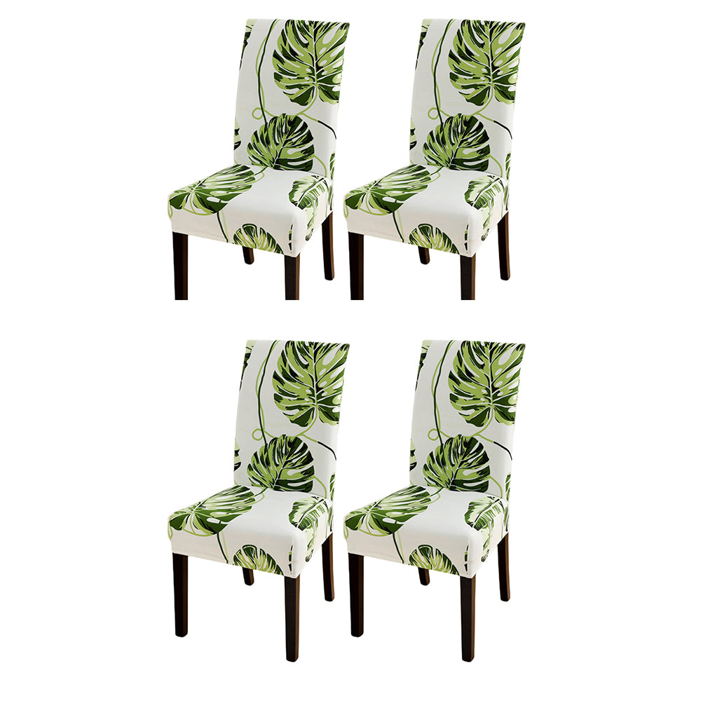 4Pcs Chair Cover Dining Elastic Spandex Anti-dirty Chair Covers-Green Leaves