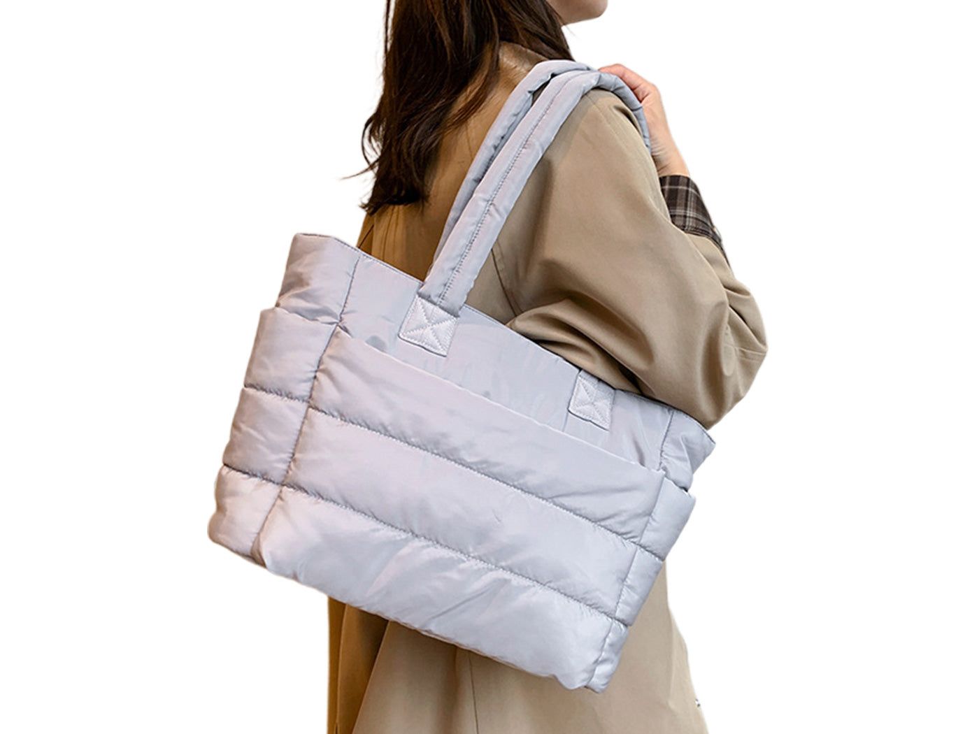 Women Quilted Tote Bag Shoulder Bag Lunch Bag