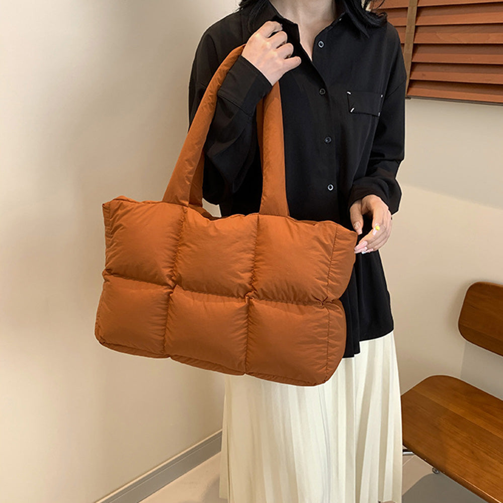 Puffer Tote Bag Large Quilted Puffy Handbag Lightweight Satchel Purse