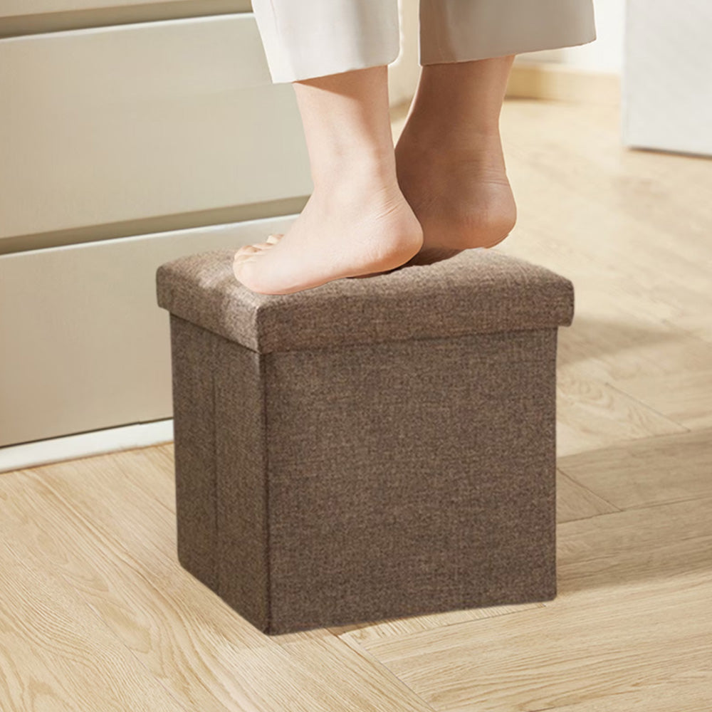 Foldable Storage Ottoman Shoe Bench with Thick Foam Lid-Coffee