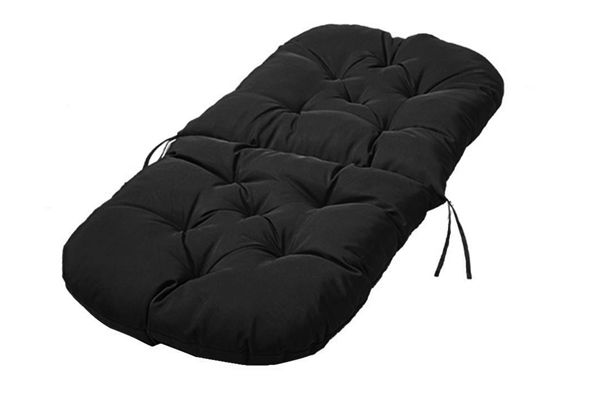 Solid Twill Swivel Rocker Chair Cushion High Back Water Resistant Pad-Black