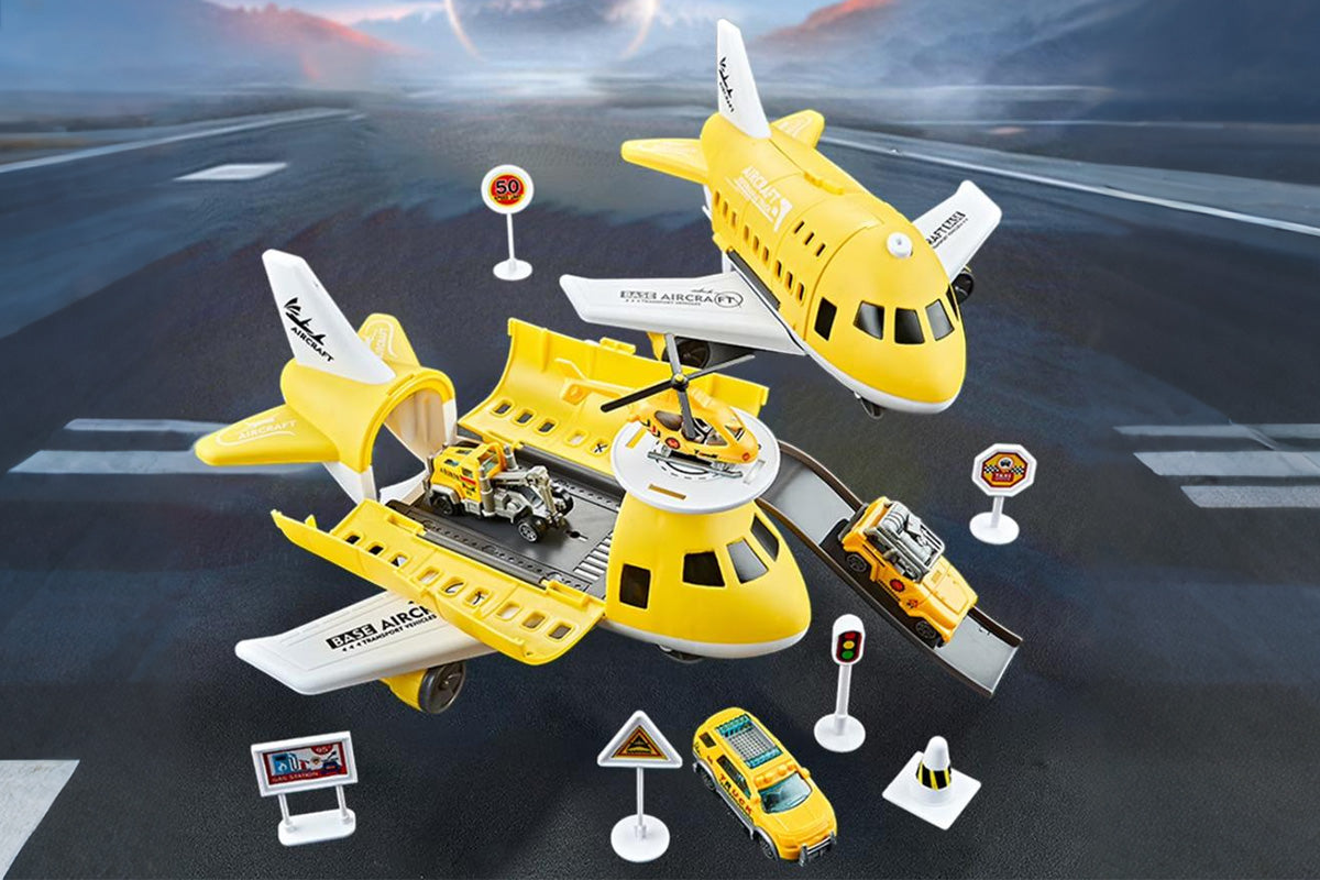 Kids Transformable Airplane Transport Playset Transformable Storage Plane Toy