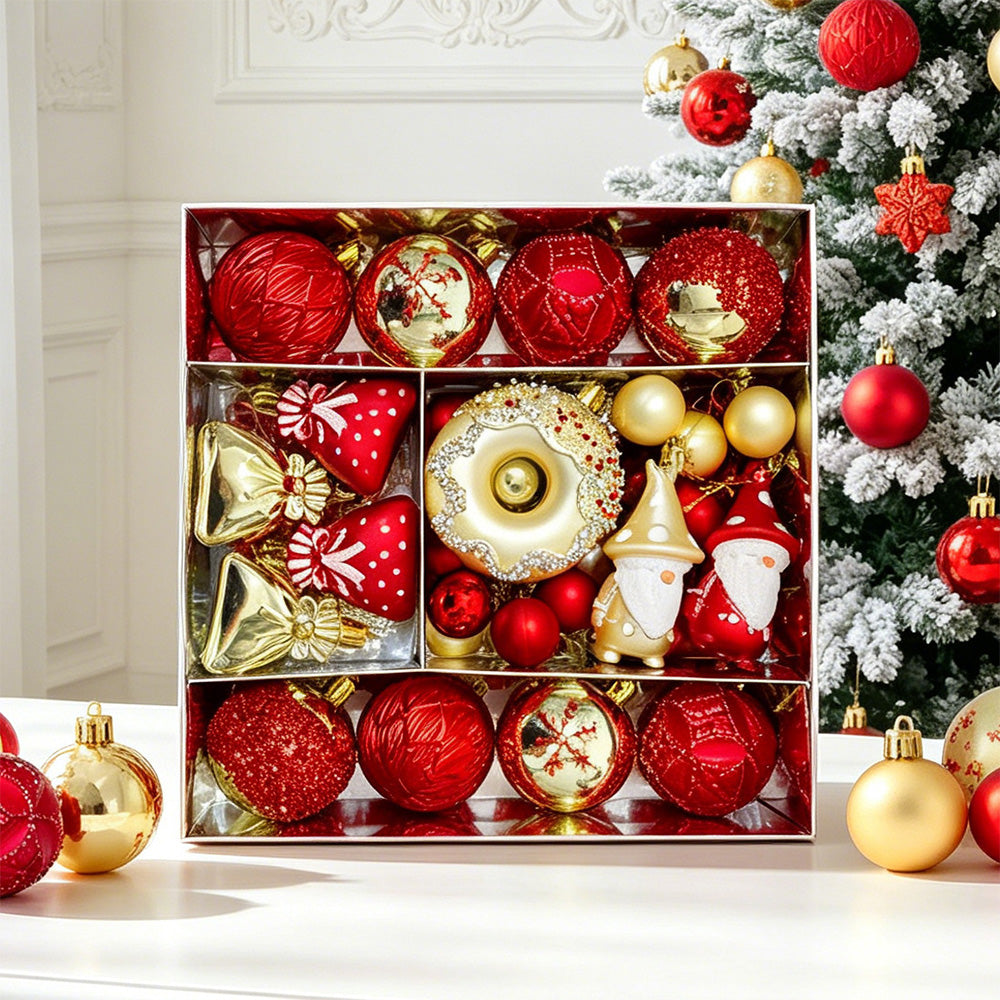 60 Piece Christmas Donut Santa Gnome Ball Hanging Ornament Set