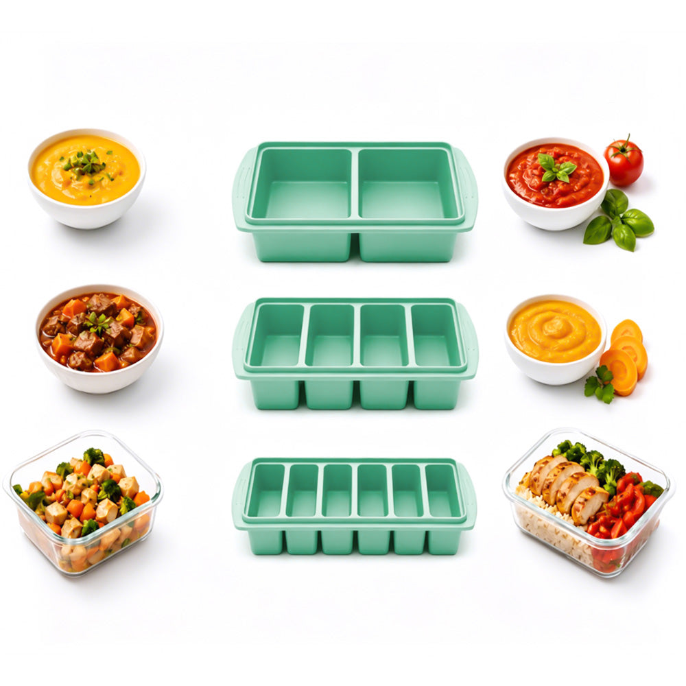 3 Pack Silicone Freezer Trays with Lids for Soup Sauce Meal Prep Storage