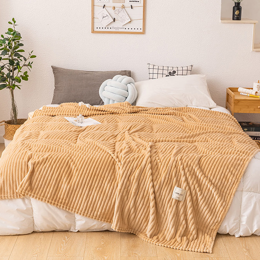 Solid Soft Flannel Plush Throw Sofa Bedding Blanket