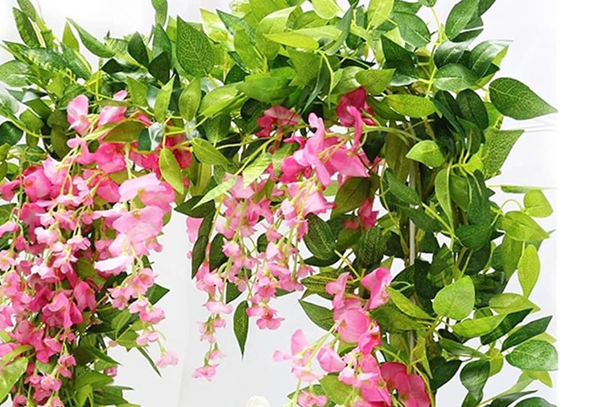 4Pcs Artificial Silk Wisteria Vine Hanging Garland 1.8 m for Home and Garden Decoration