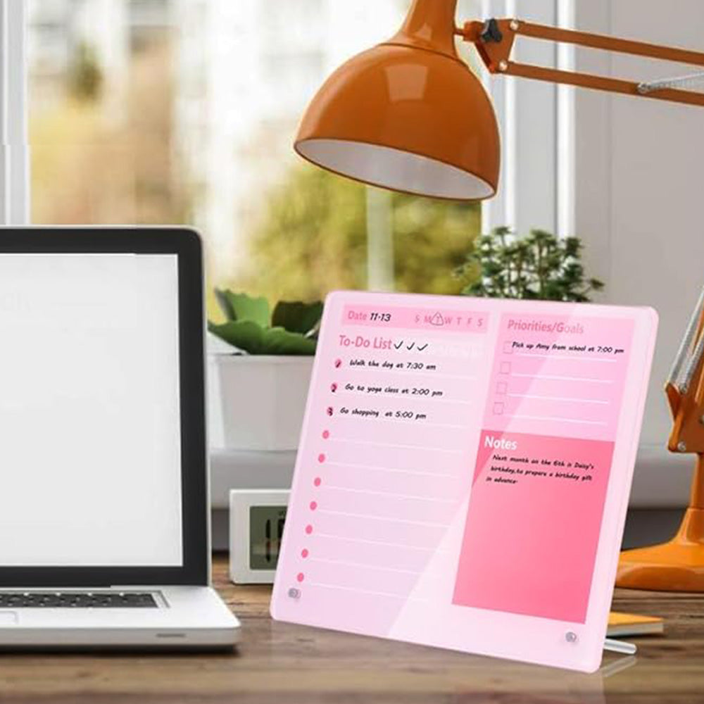 Thick Acrylic Dry Erase Board for Desk Planner with Stand