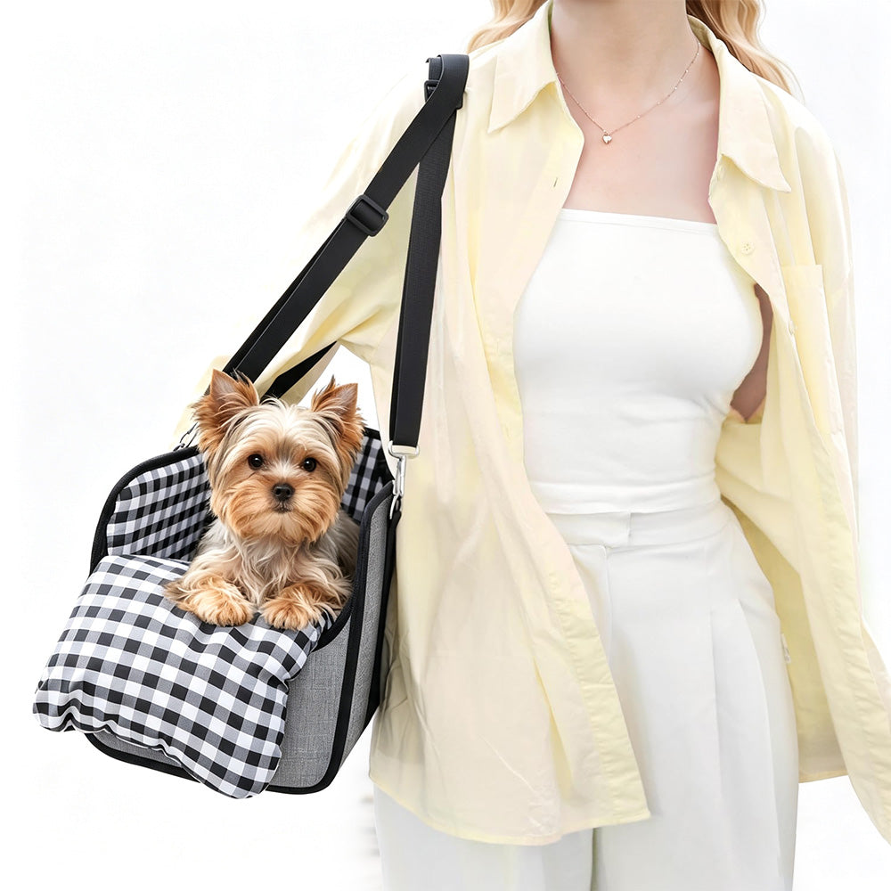 Oxford Fabric Center Console Pet Vehicle Seat Carrier for Small Dogs Cats