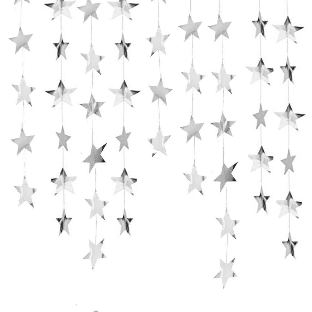 5 Pack 4m Thick Paper Star Garland Bunting Banners for Parties Weddings