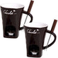Fondue Mug Set Porcelain Chocolate Melting Cup with Fork