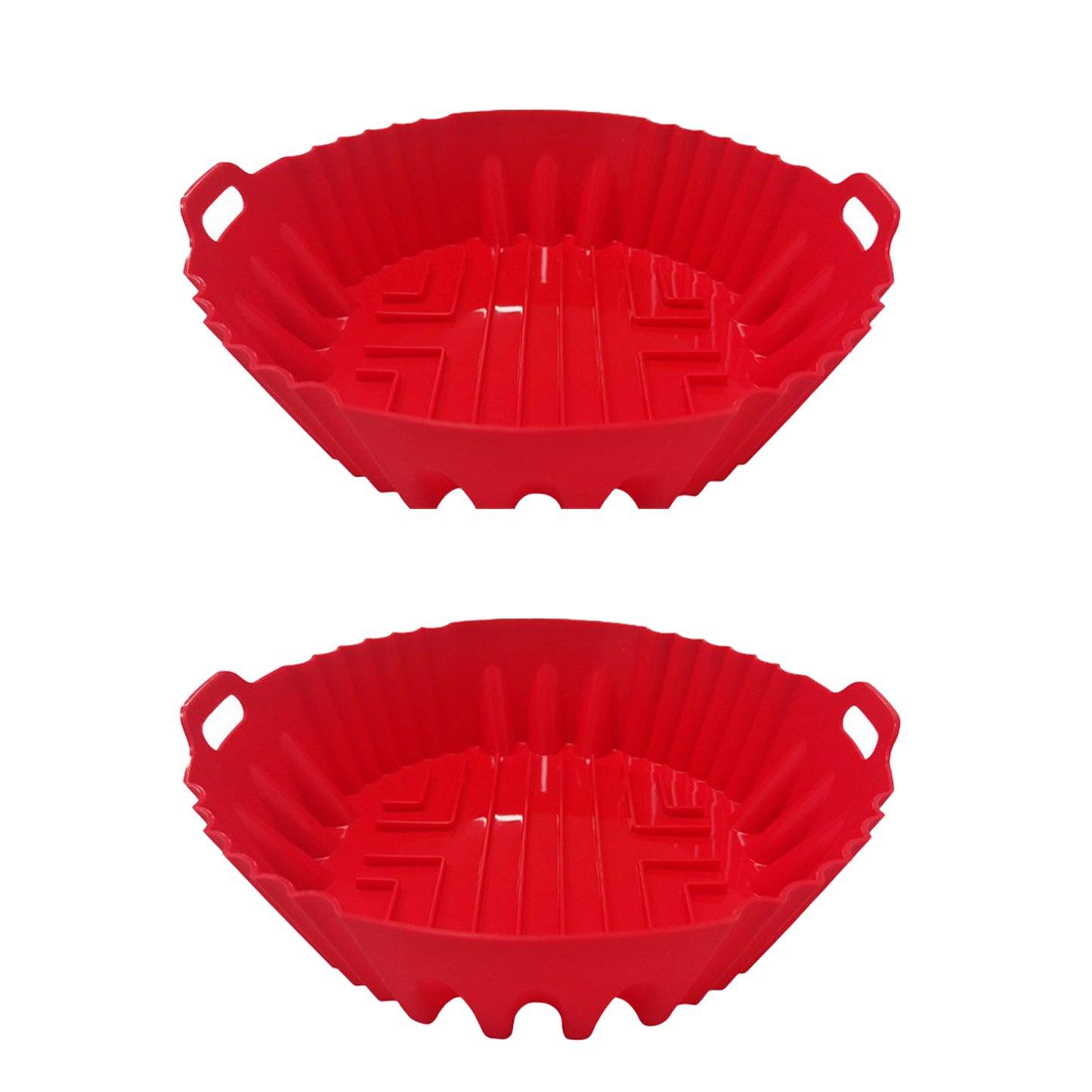 2Pcs Silicone Round Baking Tray Pot with Handle for Air Fryer
