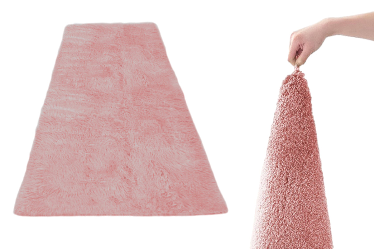 Non Slip Shaggy Bath Mat Ultra Soft Thick Fluffy Pile Non Slip Bath Rug-Pink