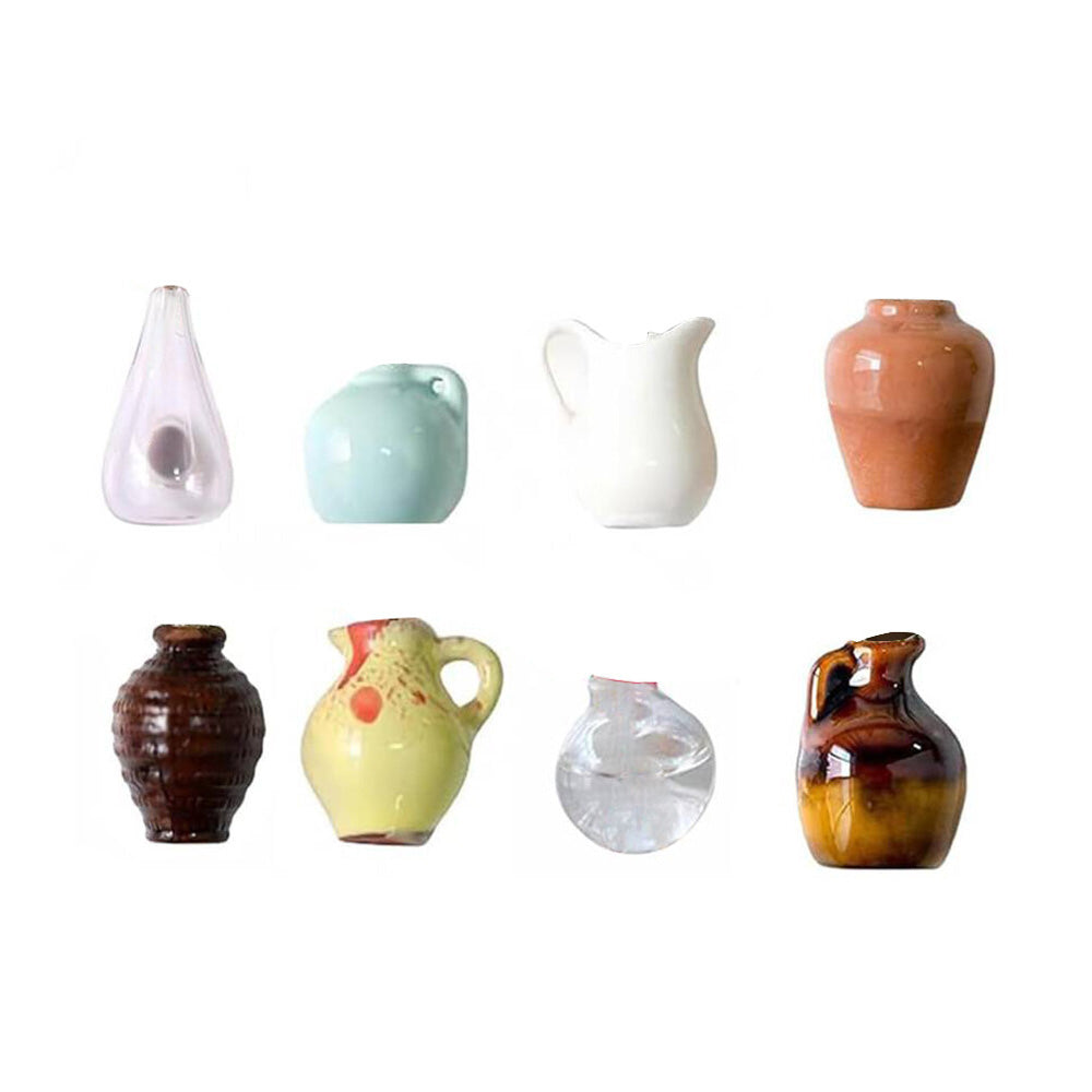 8PCS Mini 3D Ceramic Vase Fridge Magnets