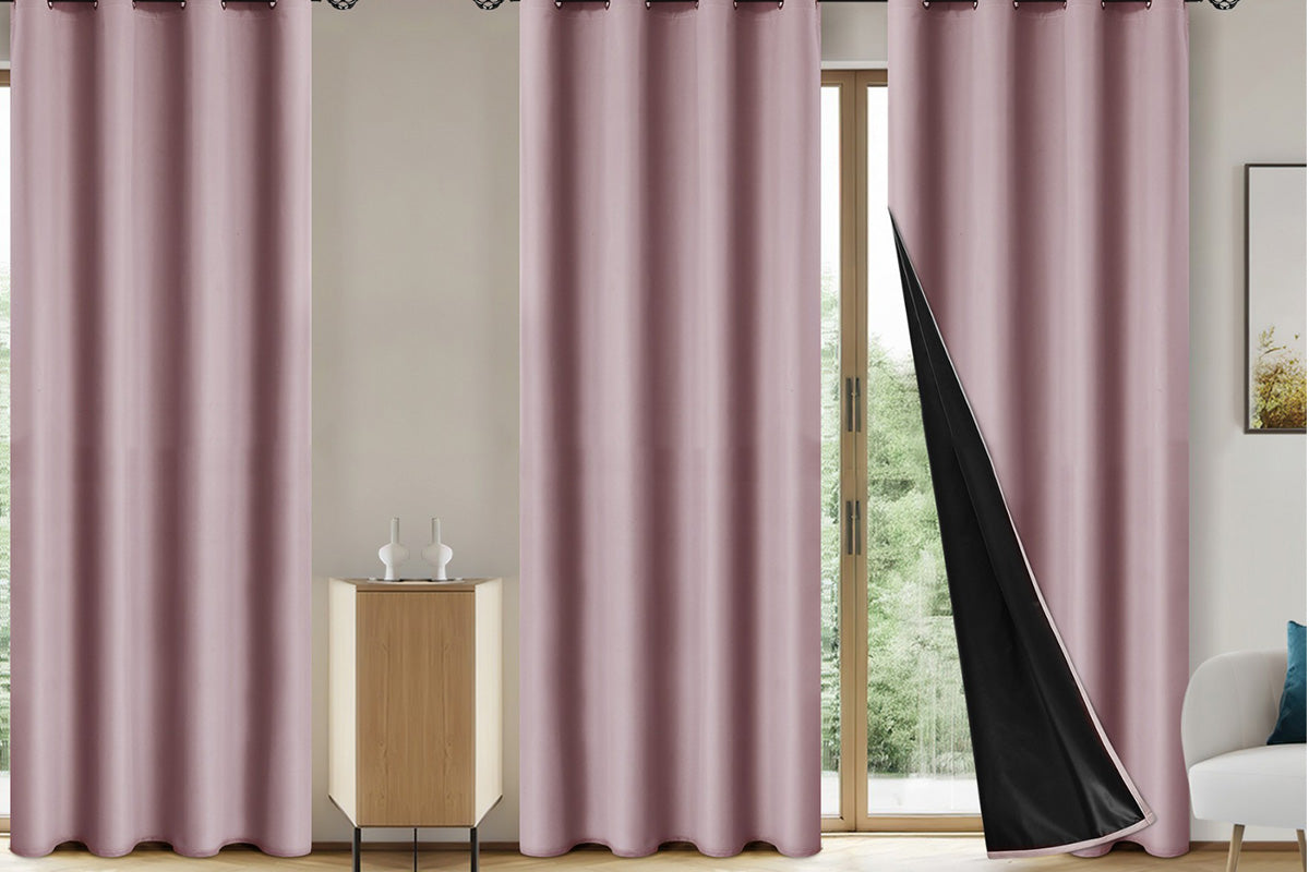 100 Percent Blackout Curtain Panel with Black Liner Heat & Light Blocking Drapes