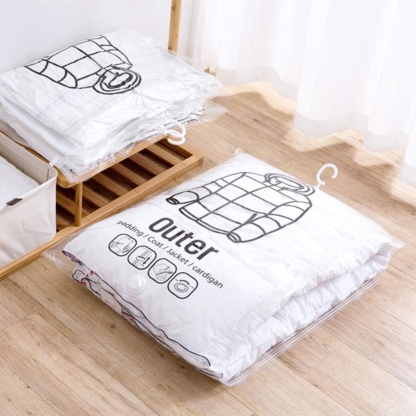 4Pcs Set Hanging Vacuum Bags Clothes Storage Cover