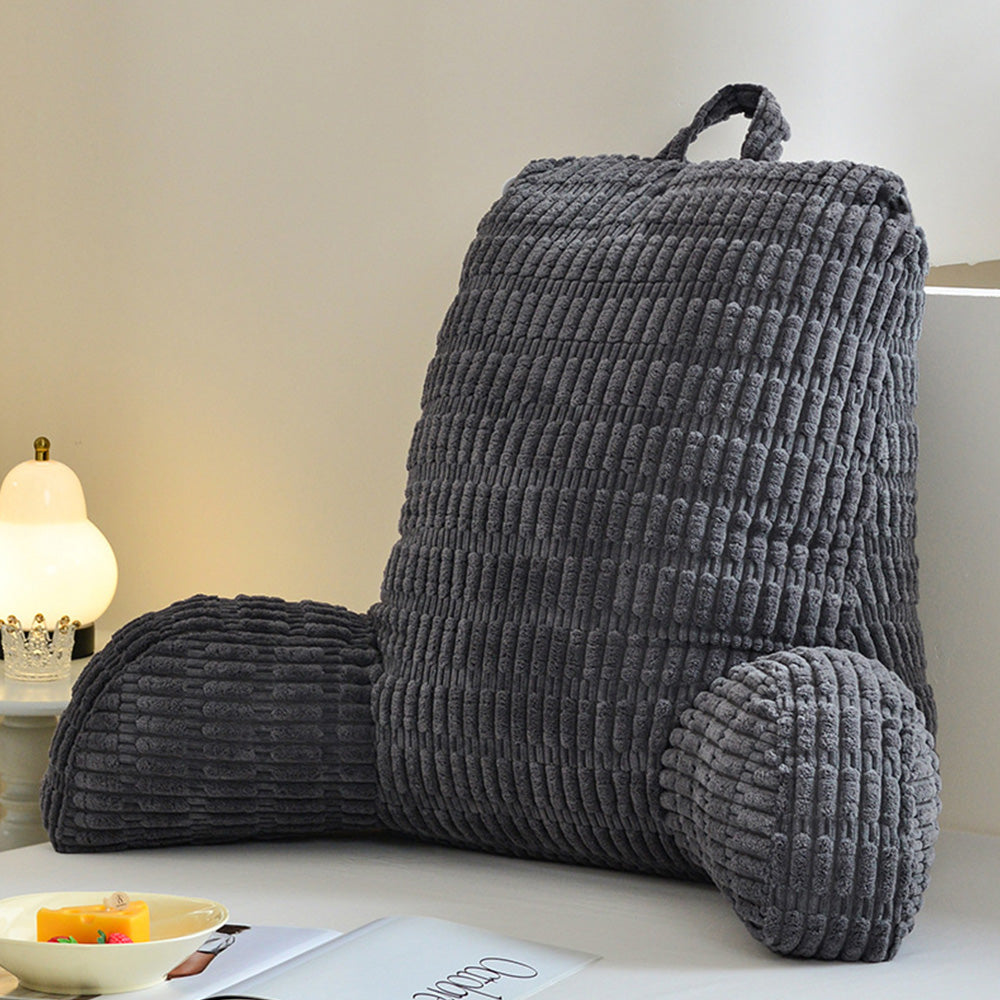 Bedside Backrest Cushion with Armrests Pocket and Washable Cover