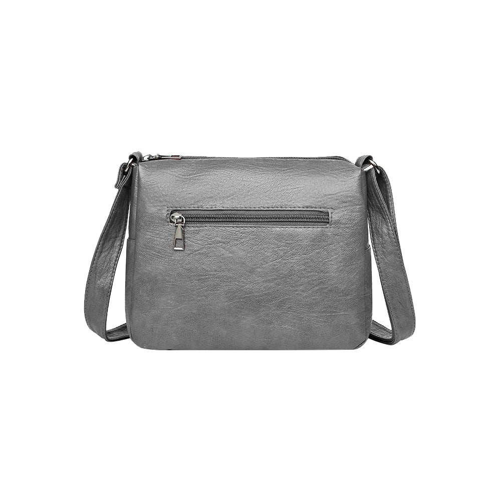 Retro Multi Pockets Crossbody Bag PU Leather Crossbody Shoulder Bag for Women