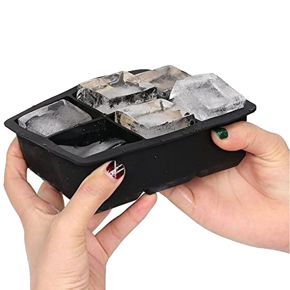 6-Grid Silicone Ice Cube Tray Large Square Ice Cube Mold