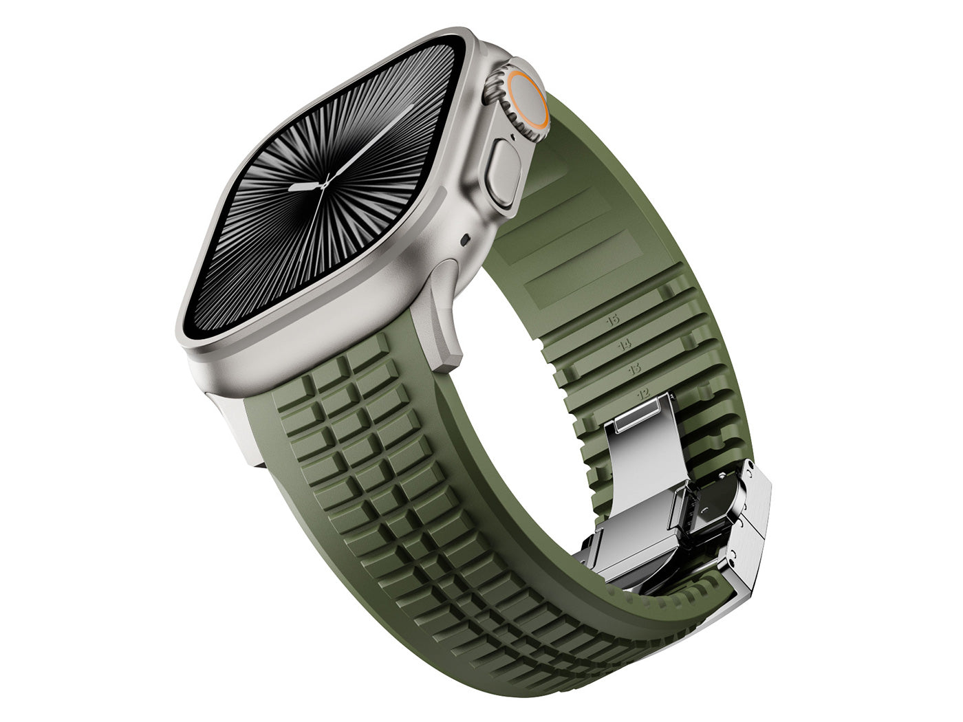 Men's Rubber Watch Band Compatible with Apple Watch Folding Buckle 42 44 45 46 49mm